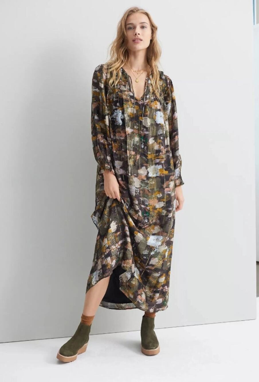 Anthropologie Blair Shimmer Maxi Dress Multicolor Size Medium